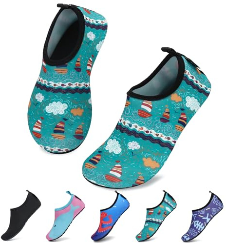SAGUARO Escarpines Niño Niña Zapatillas para Agua Zapatos de Río Playa Calzado Deportes Acuáticos para Piscina Buceo Surf Natación Nadar Mares Vela Rocas, Multicolor, 34/35 EU