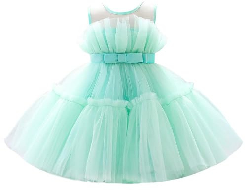 Lito Angels Bröllop brudtärna blomma flicka maskeraddräkt tillfälle fest balklänning outfit för baby barn flickor, gRÖN, 12-24 månader