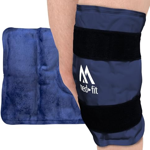 med-fit Rodillera de compresión reutilizable, rodillera de hielo para dolor, hinchazón, alivio de lesiones, envoltura de gel de terapia de frío para ACL/desgarro de menisco, artritis