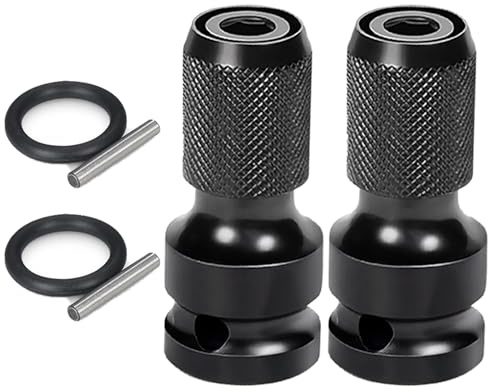 2PCS Juttzzei 1/2 Square Drive to 1/4 Hex Shank Socket Adapter | CR-V Steel 1/2 to 1/4 Inch Impact Driver Socket Quick Release Chuck Converter for Impact Driver Ratchet Wrench