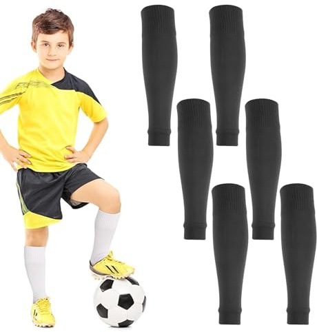 3 Pares de Calcetines de Fútbol para Niños, Deportivos, Negros, Transpirables y Elásticos, Adecuados para Entrenamiento