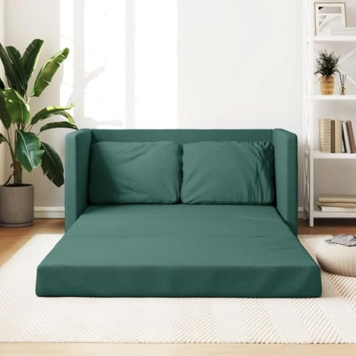 Keyroto 2-sits bäddsoffa 2-i-1-bäddsoffa 2-sits bäddsoffa en och en halv kvadrat bäddsoffa cabriolet till säng -mörkgrön-tyg