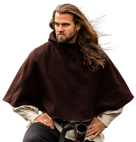 Leonardo Carbone® Unisex Mittelalterliche Wollgugel Paul mit Kapuze - Gugel Mittelalter Kleidung Herren & Damen, Mittelalter Kopfbedeckung, Hobbit Kostüm, LARP, Wikinger, Halloween, Karneval