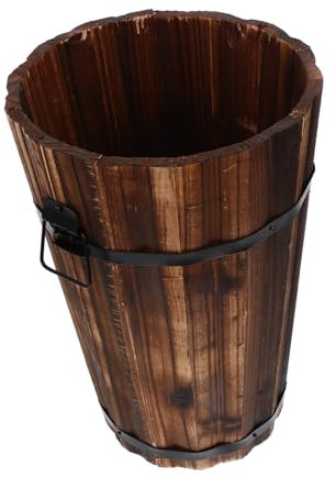 PRETYZOOM Wooden Trash Can for Bathroom Living Farmhouse Small Bins Rustic Style Trash Can Wood Bathroom Accessories