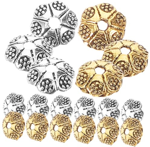 BELLIFFY 200stücke Metall Blütenkappen Für Schmuckherstellung Gold Und Silber Spacer Beads Für Armbänder Und Für Kreative Bastelprojekte