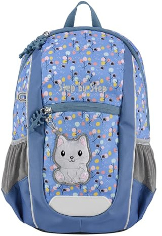 Step by Step Rucksack-Set KIGA Maxi „Cat Momo“, blau-lila | separates Innenfach, ergonomisch, höhenverstellbarer Brustgurt, für KITA, Kindergarten, Freizeit, ab 3 Jahren, 10 l