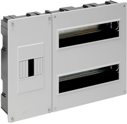 Caja empotrada para 24 elementos, dimensiones 410 x 270 x 68 mm, ideal para organización y almacenamiento de herramientas eléctricas y componentes.