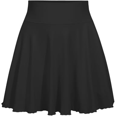Nabawa Flowy Skirt for Women Tennis Skirt with Pocket Shorts Basic Versatile Stretchy Skorts Cute Mini Pleated Skirts,Black,M