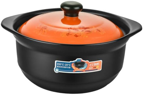 HOLIDYOYO Casserole Céramique Multifonction Personnes Marmite à Braiser Résistante Chaleur Avec Couvercle Pour Cuisson Maison Mijoter Soupes Riz Et Viandes