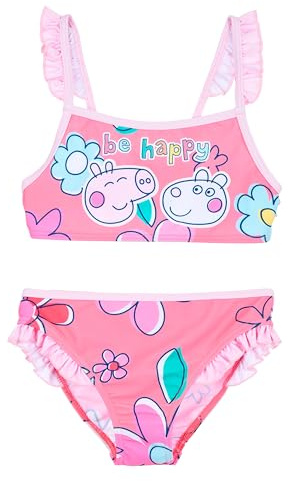 Disney Peppa Wutz Pig Bikini Mädchen | kleine Geschenke für Kinder | Bademode | Zweiteiler | Urlaub Must-Haves | Schwimmen | Badeanzug | Outdoor Spielzeug (DE/NL/SE/PL, Numerisch, 116, Regular, Pink)