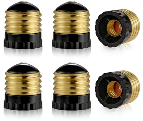 E26 to E12 Light Socket Adapter, Standard Socket to Candelabra Bulb Socket Adapters, Medium Screw E26 Base to Candelabra E12 Screw Socket Converter (6)