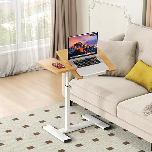 Awoyep Beistelltisch mit Rollen C-Form Höhenverstellbar, für Sofa Büro