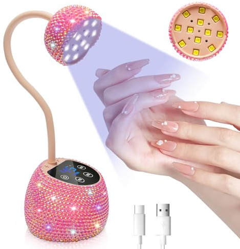 CGBE Mini UV-Lampe für Nägel mit Smart Auto-Sensor & 4 Modi für Salon Hause | 12 LED Perlen Mini-Nagellampe für Gelnägel, LCD Display, 10/30/45/60s Timer, 36W Tragbare, für Nageldesign Nagelkunst