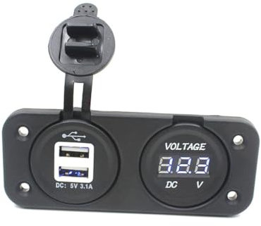 TOPBATHY Chargeur De Téléphone De Voiture Étanche Double USB Adaptateur De Voiture Double USB Adaptateur D'Alimentation Double USB Chargeur De Voiture Double USB Voltmètre