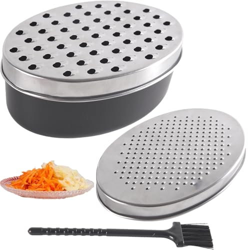 Cheese Grater with Container,Coarse and Fine 2 Size Lid,Stainless Steel Box Grater,Vegetable Chopper,Ginger Graters, Anti-Slip Kitchen Vegetable Chopper, Carrot Graters