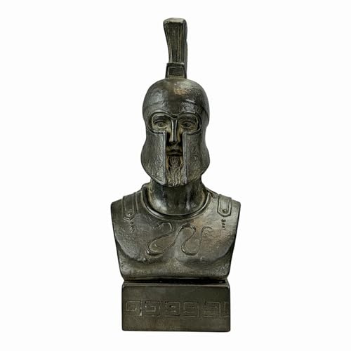 Leonidas Rey Griego Busto Escultura de Guerrero Griego Antiguo - Estatua hecha a mano de Grecia - Piedra fundida Moldano