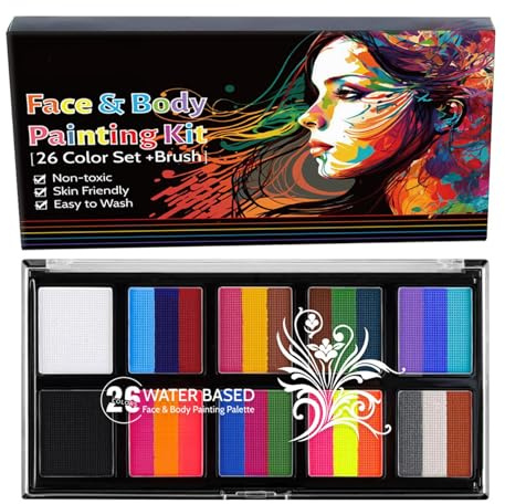 Poudre pigmentée - Poussière corporelle colorée, sans danger pour la peau | 26 teintes pour l'art du visage, festival, kit de maquillage pour adultes et , kit créatif pour cosplay, anniversaire