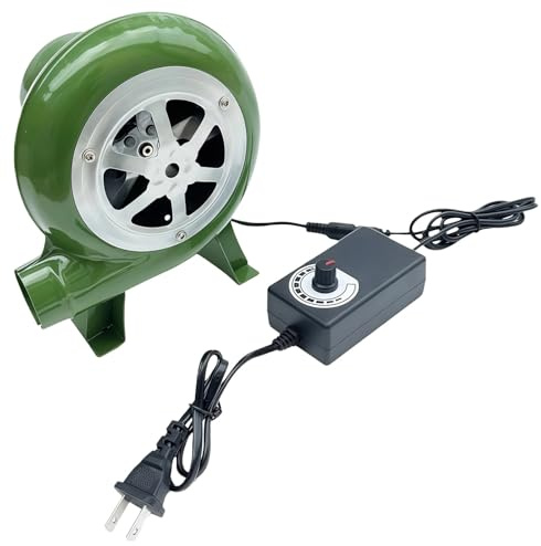 Tragbarer 80W Gebläse Air BBQ, Hochgeschwindigkeits-Ventilator Metall mit, kompatibel AC100-240V, einstellbarer Luftstrom, Outdoor-Aktivitäten und Grillen für Ideal, Adapter inkl. Speed Us Standard