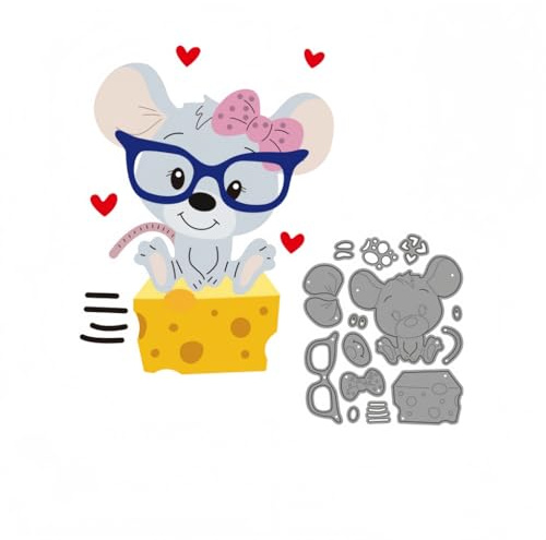 Sredwtk Käse Mäuse Stanzschablonen Geburtstag Weihnachten Metall Prägeschablonen Stanzformen Schneiden für DIY Karte Sammelalbum Scrapbooking Fotoalbum Deko