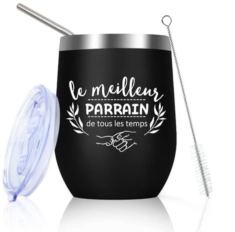 Huaceary Cadeau Saint Valentin Parrain Mug Isotherme Parrain Cadeau Original Humour Cadeaux pour Parrains Anniversaire Merci Amour Cadeaux Bapteme Homme Original Utile Parrains Tasse Isotherme