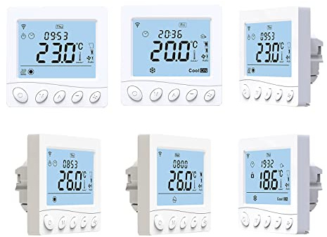 Aumotop Termostato Smart Fan Coil a 2 Tubi Controllo Vocale per Riscaldamento a Pavimento Domestico Termostato Modbus WIFI per PC Smart Home Bianco