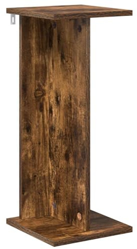 QJBSAVVA Soporte para plantas de roble ahumado, mesa moderna para plantas de madera, banco de flores de varios niveles para salón e interior, 25 x 25,5 x 60,5 cm