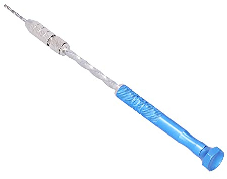 Qudinip Taladro Manual de Acero Inoxidable con 10 Brocas de Color Azul para Fabricación de Joyas y Artesanía en Madera