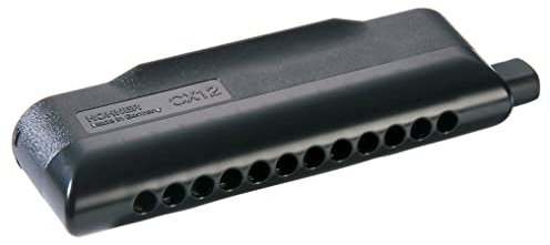 HOHNER CX-12 Chromatische Mundharmonika, D-Ton, Schwarz (7545-D)