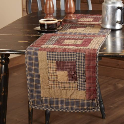 VHC Brands Millsboro Runner in Log Cabin Block Quilted, 13 x 48