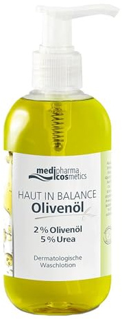 Olivenöl Haut in Balance Dermatologische Waschlotion | Mit 2% Olivenöl und 5% Urea | Für trockene und empfindliche Haut | Auch bei Neurodermitis | Von medipharma cosmetics | 250 ml