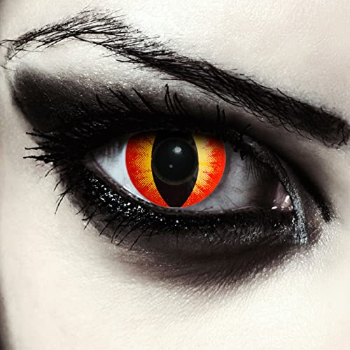 DESIGNLENSES Farbige Kontaktlinsen für Halloween & Karneval – rote Vampir Linsen ohne Stärke, 1 Paar (2 Stück), weiche Farblinsen – Red Dragon