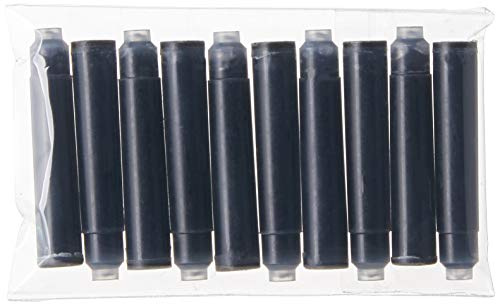 Xezo Cartuchos de tinta negra para pluma estilográfica, tamaño estándar internacional/europeo. Paquete de 10 unidades.