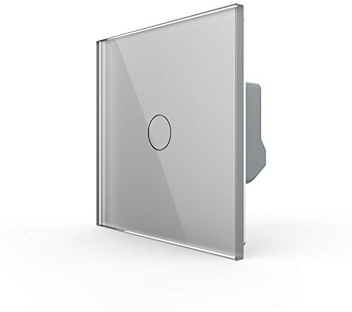 Livolo EU Standard Interrupteur Tactile Verre de Luxe Panneau de Verre Écran Tactile avec Indicateur LED, Gris, VL-C701-15-A