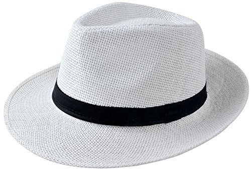 Miobo Panamahut Mountain Stroh Bogarthut Strohhüte Sommerhut, Weiß, 56