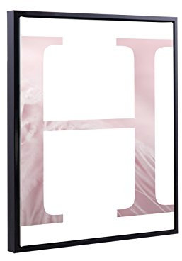 Bildershop-24 Schattenfugenrahmen Lemgo Schwarz (matt) mit Keilrahmen Leinwand Bild Druck Motiv: Buchstabe H Schwarz 40x50cm