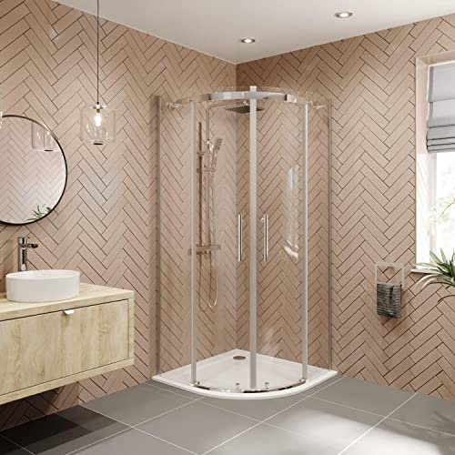 800 x 800mm Quadrant Shower Enclosure Frameless Walk in Sliding Door 8mm Glass