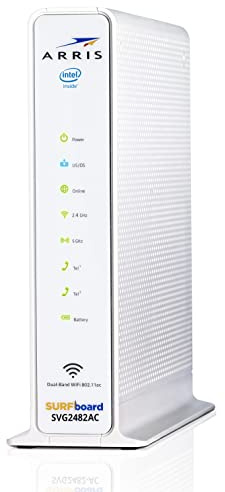 ARRIS Surfboard (24x8) DOCSIS 3.0 Cable Modem Plus AC1750 Dual Band Wi-Fi Router and Xfinity Telephone, 1 Gbps Max Speed, Certified for Comcast Xfinity Only (SVG2482AC) (Renewed)