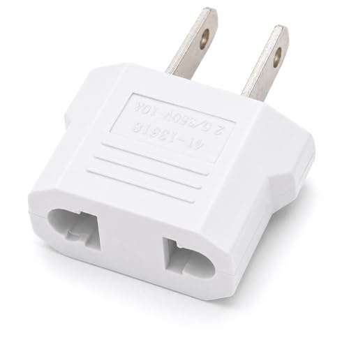 CABLEPELADO Adaptador de Enchufe de Europa a Enchufe EEUU | Adaptador de Corriente Europeo a Americano | Enchufe Viaje | 6A 125V | 10A 250V | Blanco | 1 Unidad