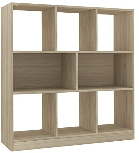 vidaXL Bücherregal mit 8 großen Fächern Standregal Aktenregal Wandregal Raumteiler Raumtrenner Regal Sonoma-Eiche 97,5x29,5x100cm Holzwerkstoff