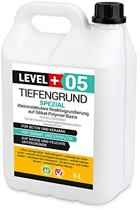LEVEL PLUS 5L Tiefengrund Spezial SILIKATPOLYMER SCHNELL TROCKNEND Grundierung Tiefgrund Kaliwasserglas RM05