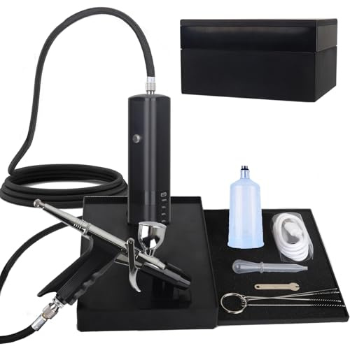 Kit de aerógrafo de alta presión, compresor de aerógrafo inalámbrico recargable, pistola de aerógrafo de mano de doble acción, juego de mini aerógrafo portátil para barbero, arte de uñas, maquillaje