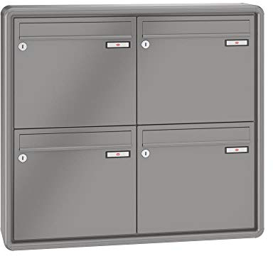 RENZ / RS2000 / 4er Aufputz-Briefkastenanlage Wand-Briefkasten/RAL-Farbe 9007 Volumen 1/Dein-Briefkasten.de