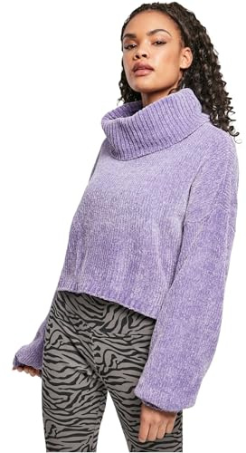 Urban Classics Ladies Short Chenille Turtleneck Mujer Sudadera Gris Ancho