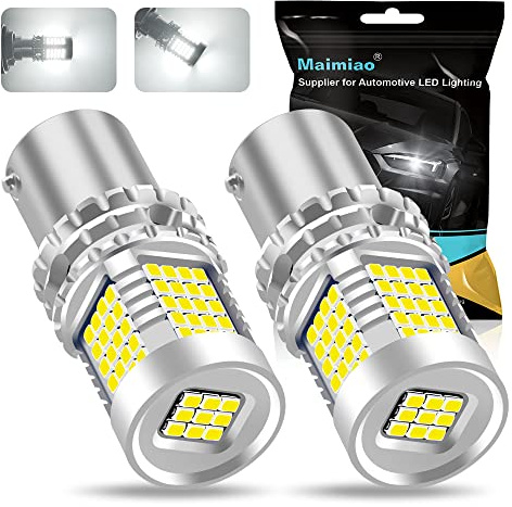 Maimiao 2PCS 1157 BAY15D P21/5W Car LED Bulb, Canbus Error Free Super Bright 12V 2016SMD Replace LED Backup Light Bulbs for LED Brake Light, LED Tail Position Fog Light (White)