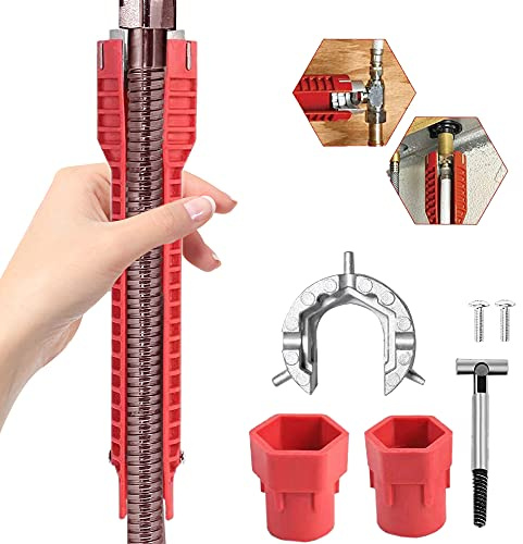 BDHI 8 in 1 Sink Faucet Installer Multifunctional Faucet Wrench Tool Water Pipe Spanner for Toilet Bowl Bathroom Kitchen Plumbing(D23-1)