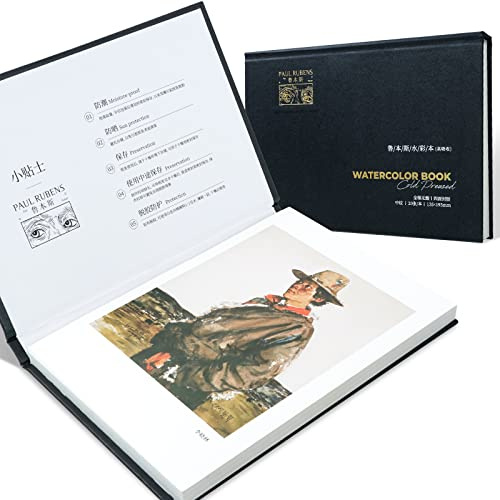 Paul Rubens Watercolour Paper Pad, High Absorption Watercolor Block, 100% Cotton & Acid-Free Cold Pressed Medium Grain Paper for Art and Mixed Media, 20 Sheets, 140lb/300gsm, Size 7.87’’ x 5.43’’