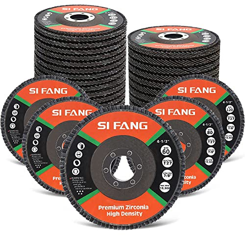 SI FANG Lot de 20 disques à lamelles de 115 mm en oxyde d'aluminium pour meuleuse d'angle, lot de 5 disques abrasifs plats de type professionnel 29