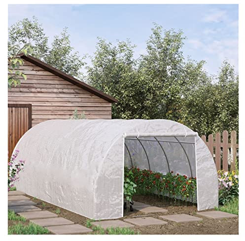 Gewächshaus Tomaten Tomatenhaus foliengewächshaus Groß Außenbereich Begehbares Gewächshaus Kit, Hochbelastbar Tragbar Polytunnel-Gewächshaus Stahlrahmen, Gartenbau Gewächshaus für Pflanzen Tomatengart