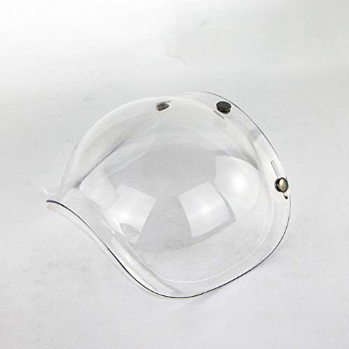MOTUZP Rétro Moto Bulle Visière Casque De Moto Bouclier 3 Snap Visage Bouclier Flip Up Down Universel pour Open Face Demi Casque Pare-Vent(Transparent)