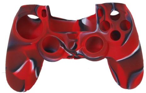 Tiuimk Custodia protettiva in silicone per PS4 (rosso mimetico) e antigraffio, antiscivolo, anti-polvere e graffi